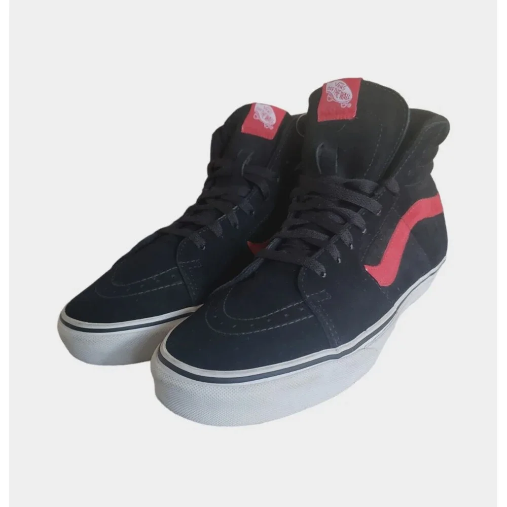 VANS SK8-HI BLACK/RED CLASSIC SKATEBOARDING CANVAS SUEDE SHOES MEN's SZ 11 NEW